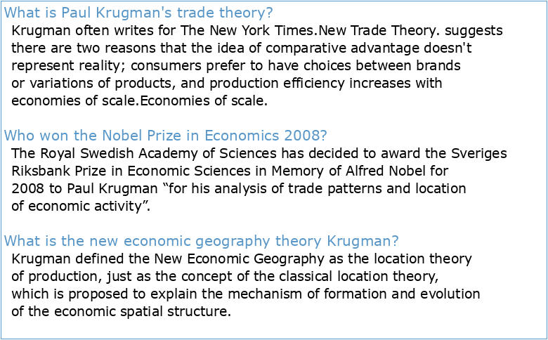 Trade and Geography: Paul Krugman and the 2008 Nobel Prize in