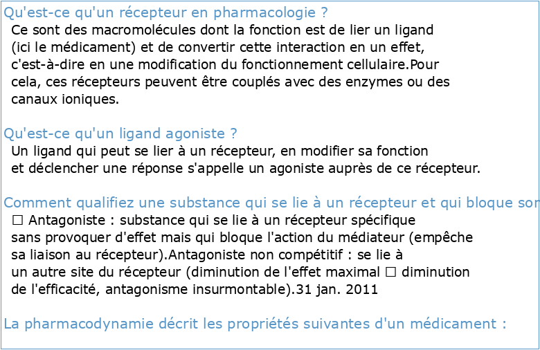 UE3 – COURS 3 : Pharmacodynamie: Interactions médicament