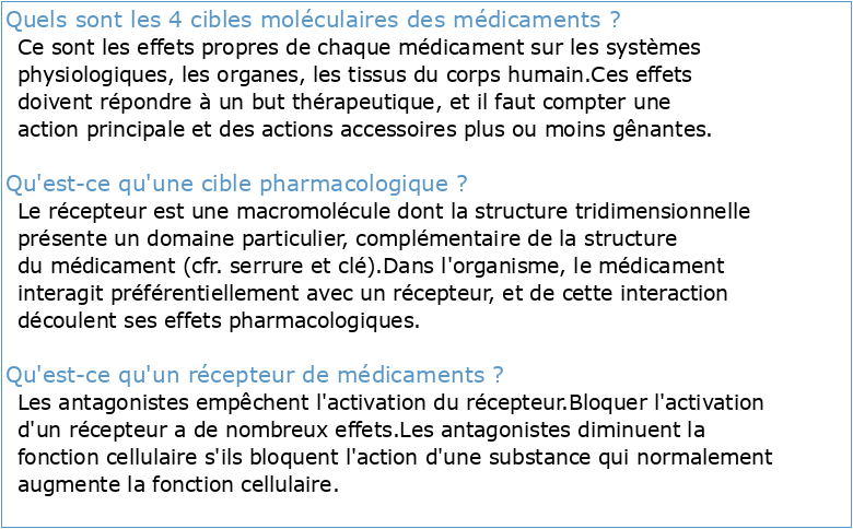 Pharmacologie générale 2 Récepteurs et cibles moléculaires