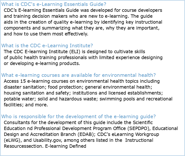 CDC’s E-learning Essentials