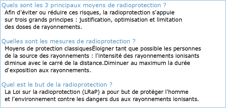 Fiches de radioprotection