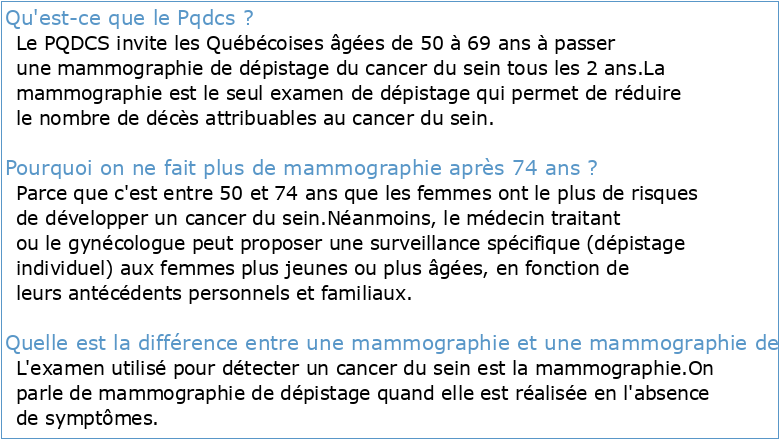 Guide canadien de qualité en mammographie