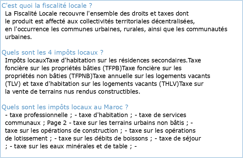 « Décentralisation et fiscalité locale »
