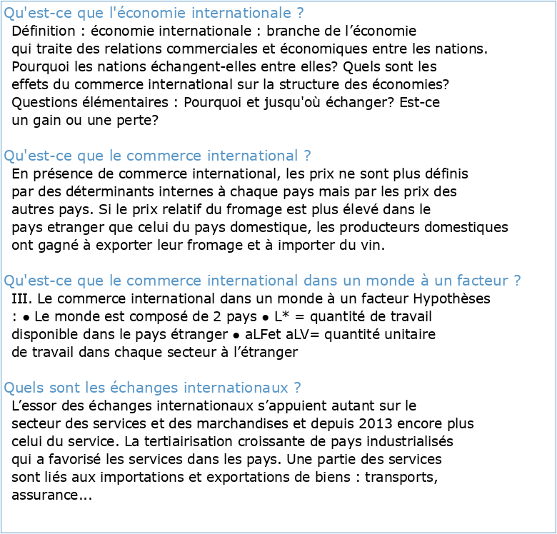 20 questions d'économie internationale pour le quinquennat