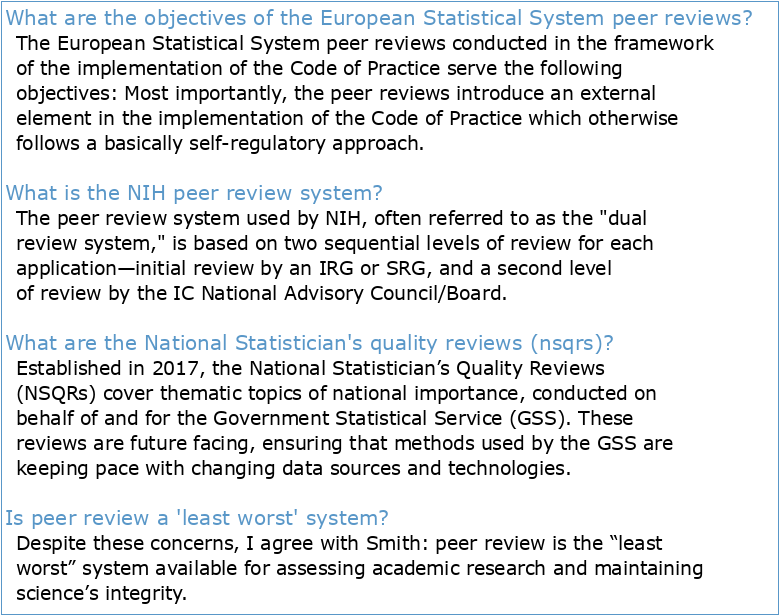 Peer reviews of National Statistical Institutes and National Statistical