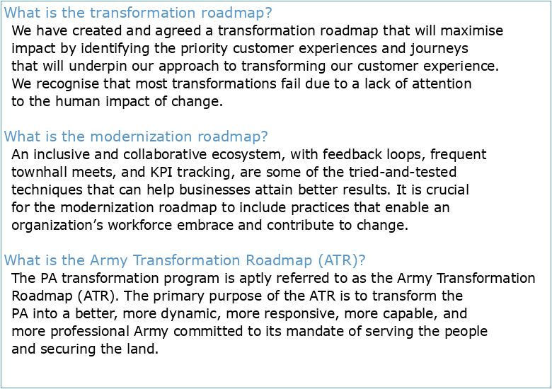 Road map for the transformation and modernization of official