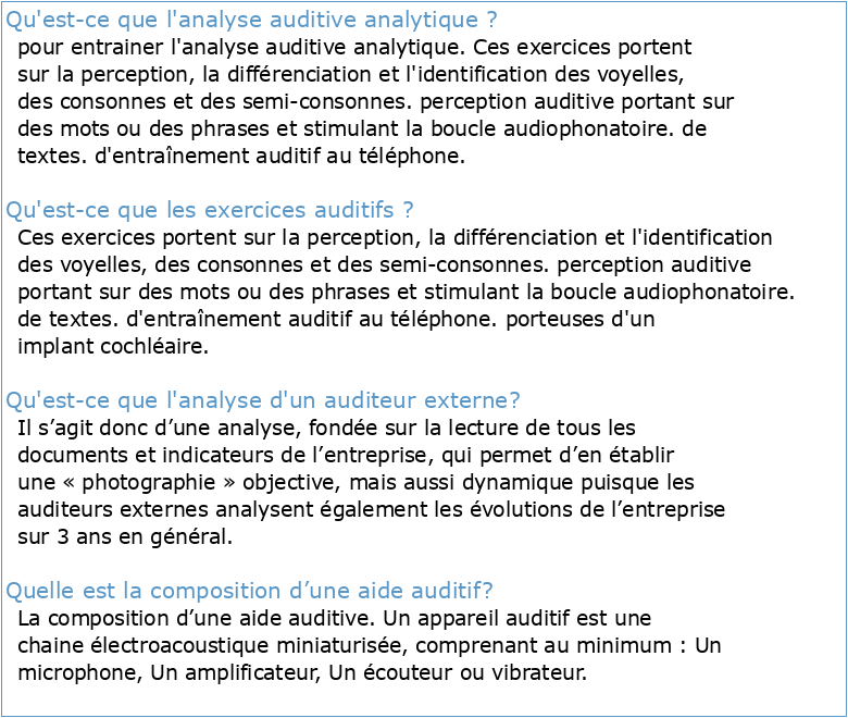 Fiches d'analyse auditive globale