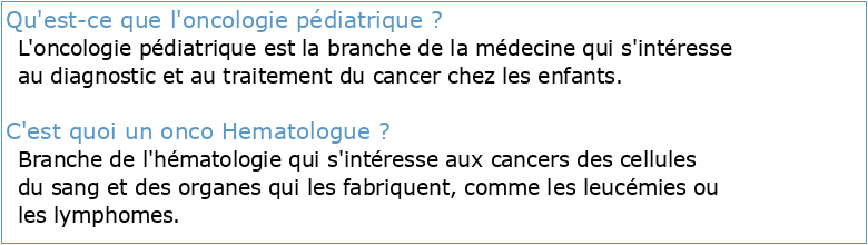 Oncologie pédiatrique:
