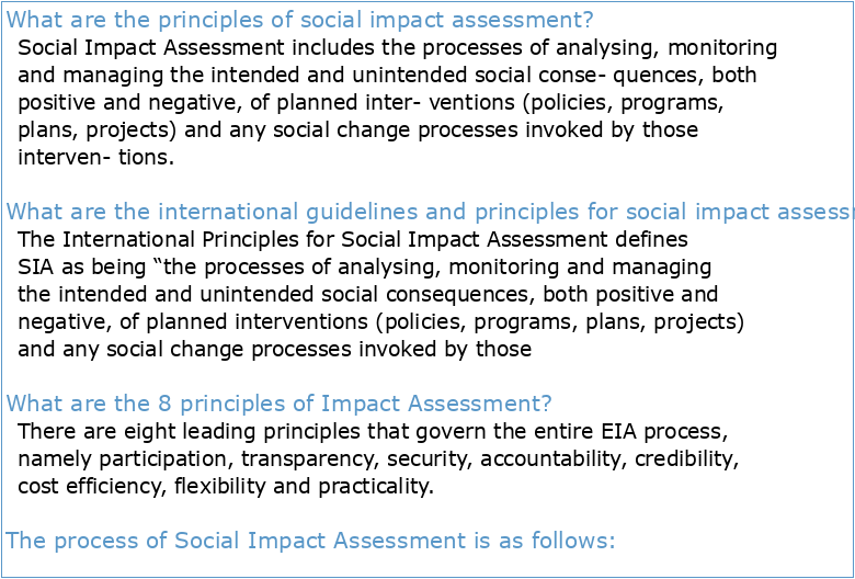 International Principles for Social Impact Assessment