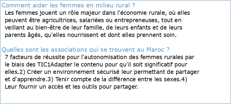L'Association Marocaine Pour la Promotion de la Femme Rurale
