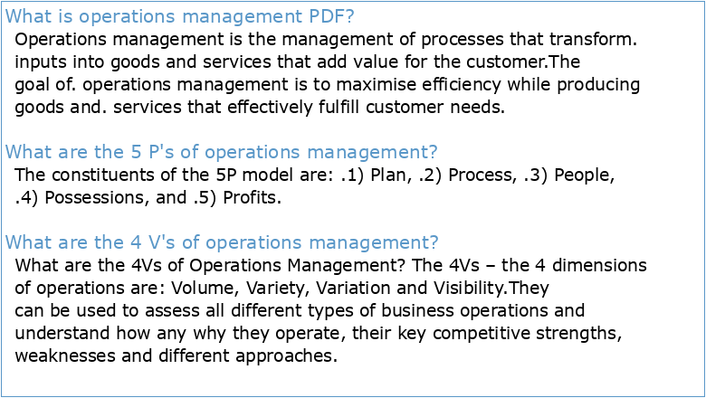 Operations Management in Context Second edition