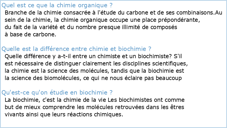 Introduction à la chimie organique et à la biochimie