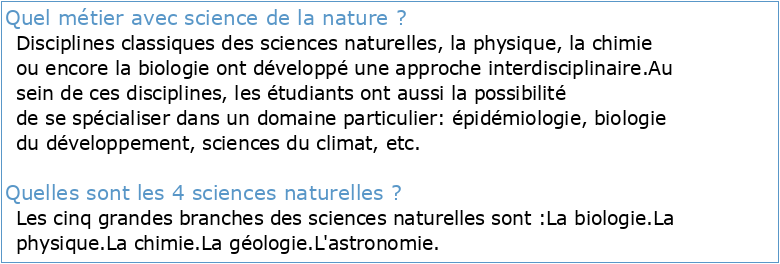 Sciences de la nature (200B0) – Programme d'études