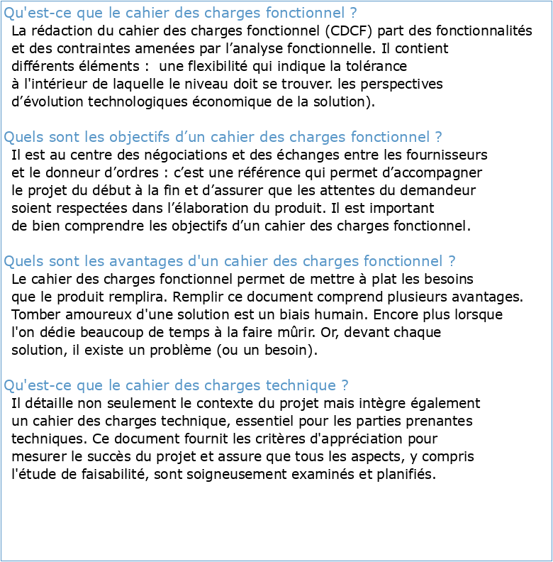 Analyse fonctionnelle cahier des charges