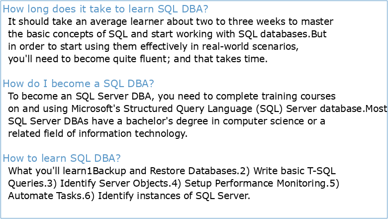SQL DBA TRAINING