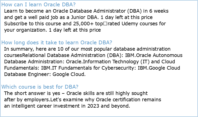 Oracle DBA Training Course