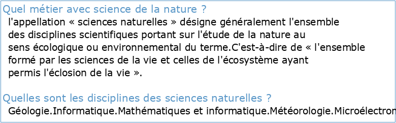 Sciences de la nature 7e année programme d'études : document