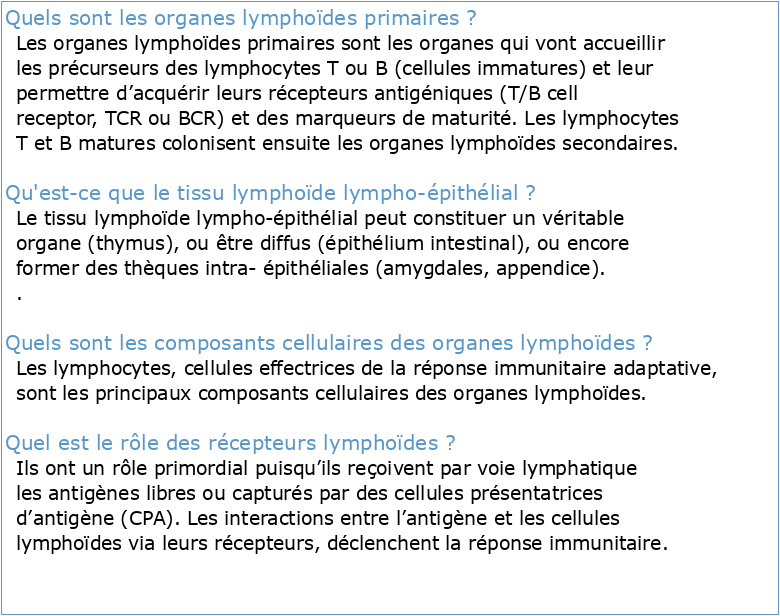 Annexe Document 1: les organes lymphoïdes