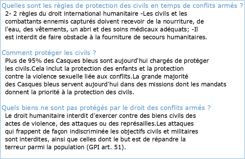 29 Protection des civils en période de conflit armé
