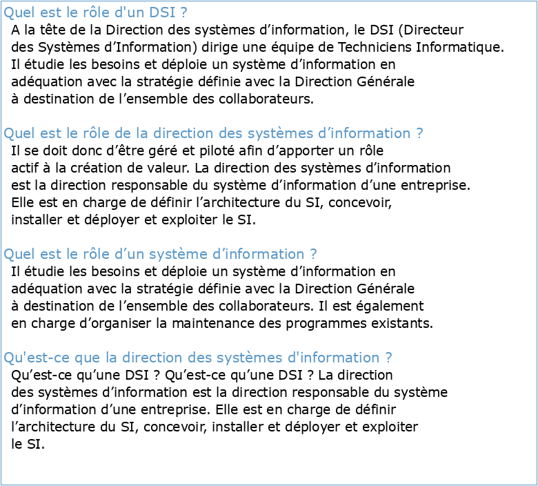Direction des systèmes d'information (DSI)