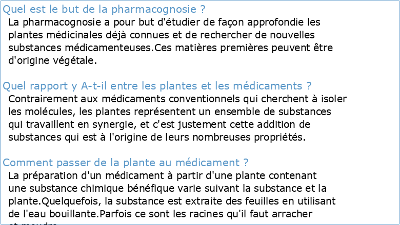 Pharmacognosie A Pharmacognosie Chimique Et B Plantes Copy