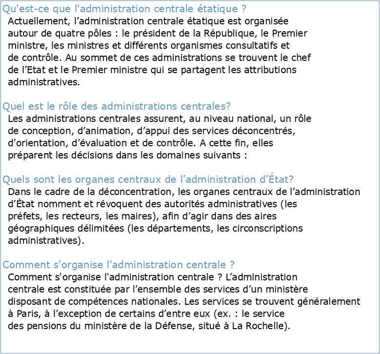 ORGANISATION DE L'ADMINISTRATION CENTRALE DE L'ÉTAT