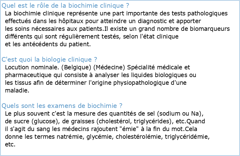 « Biochimie clinique