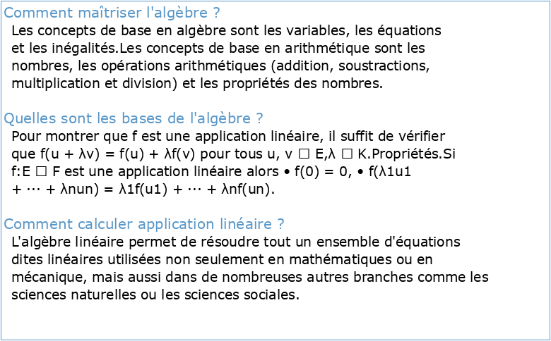ALGEBRE LINEAIRE Cours et exercices