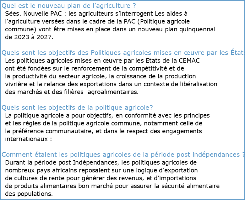 DOCUMENT DE POLITIQUE AGRICOLE POUR LA PERIODE 2016-2030