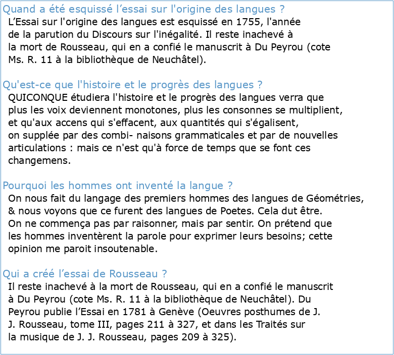 Rousseau : de l'origine des langues à leur dégénérescence