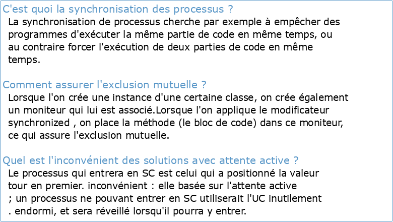 Synchronisation des Processus: Exclusion Mutuelle