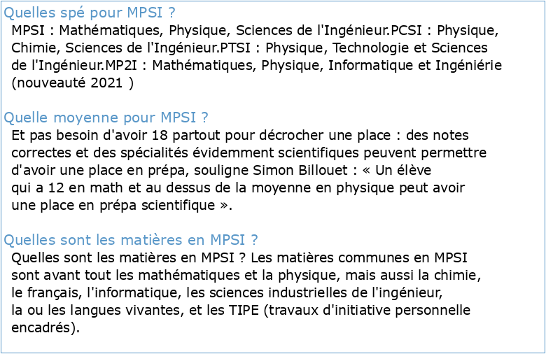 Mathématiques Physique et Sciences pour l'Ingénieur (MPSI)