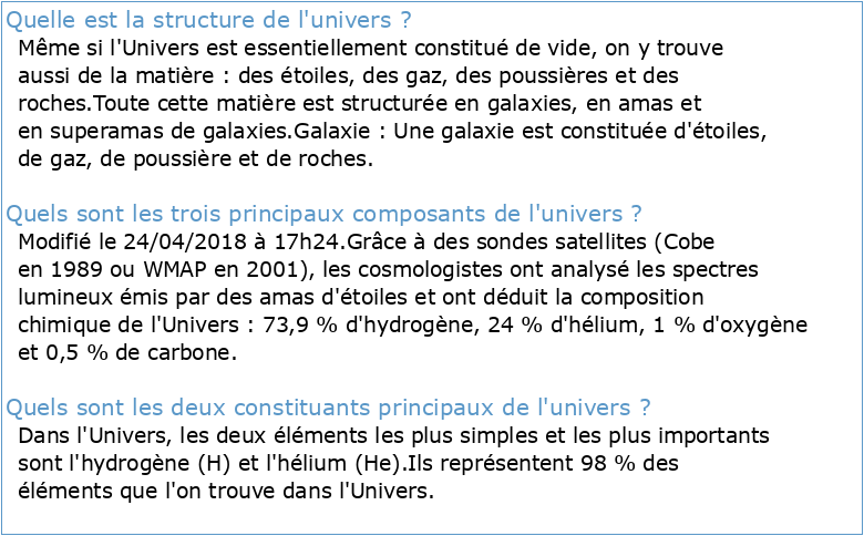 II Structure et composition de l'Univers