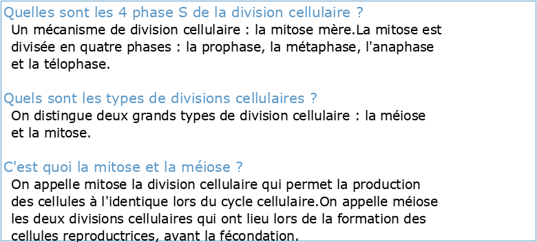 4 DIVISIONS CELLULAIRES