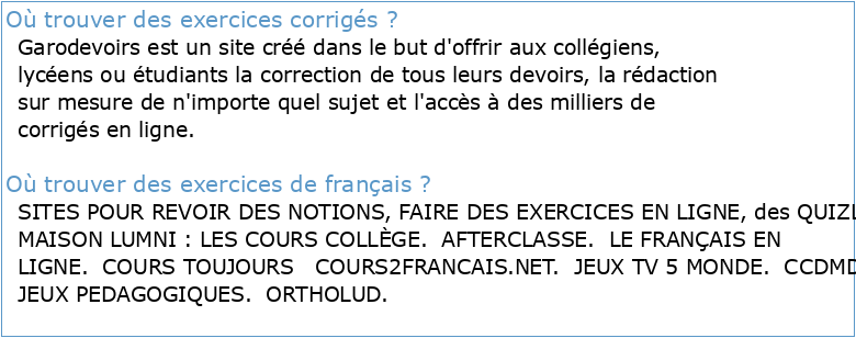 Liste de sites proposant des exercices autocorrectifs en Français