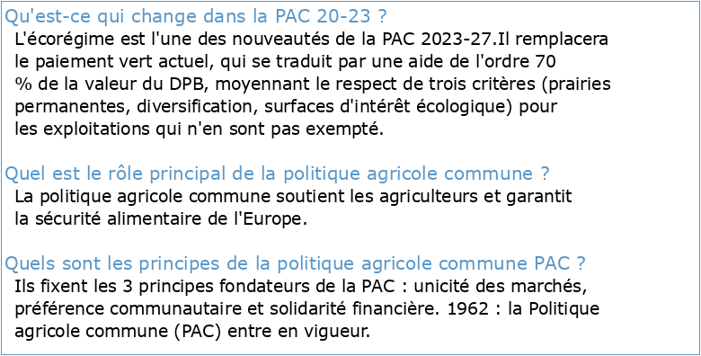 LA POLITIQUE AGRICOLE COMMUNE APRÈS 2020