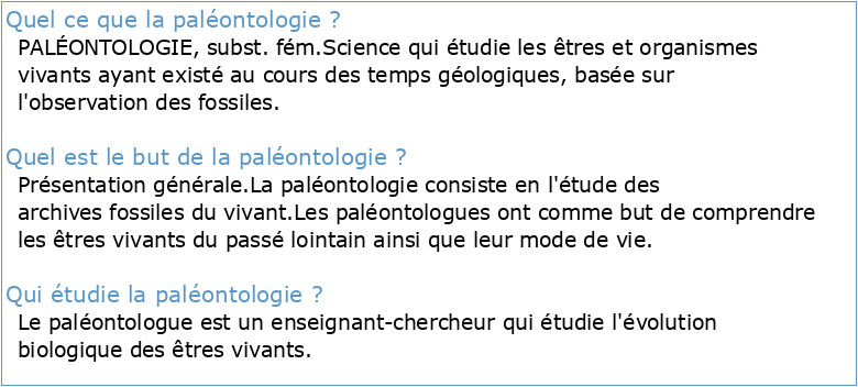 La Paléontologie