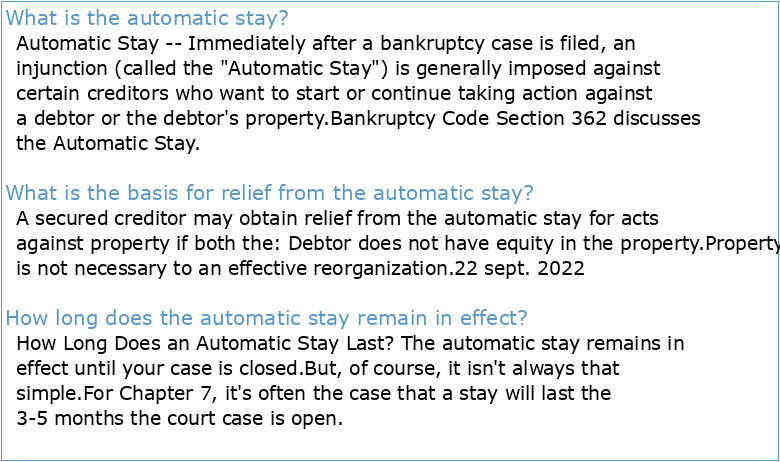 An Overview of the Automatic Stay