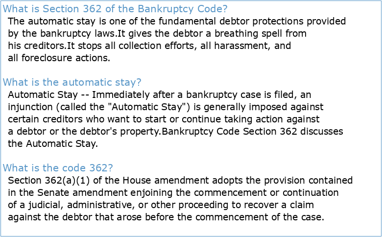 Order Automatic Stay imposed by Bankruptcy Code