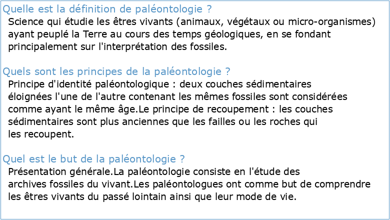 Le patrimoine paléontologique