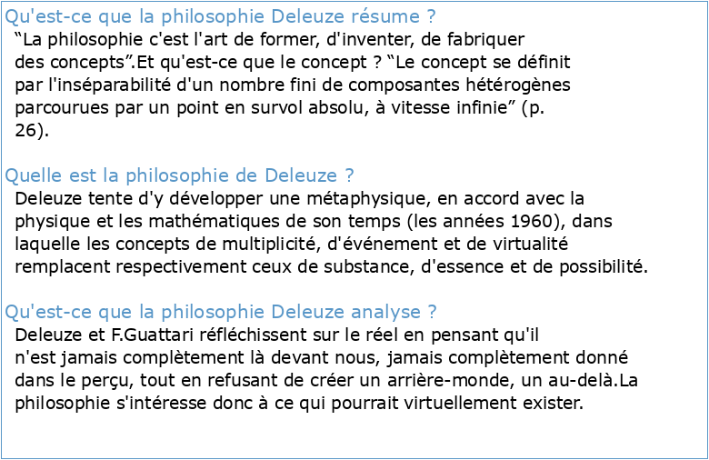 Gilles Deleuze et Félix Guattari Qu'est-ce que la philosophie