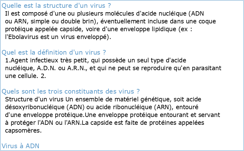 STRUCTURE ET DEFINITION DES VIRUS Cours de virologie générale