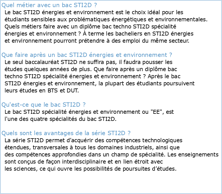Bac STI2D énergies et environnement