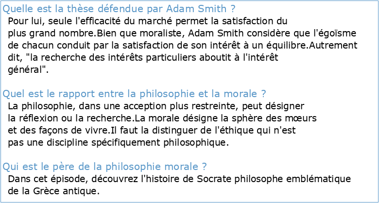 La philosophie morale dans l'oeuvre d'Adam Smith