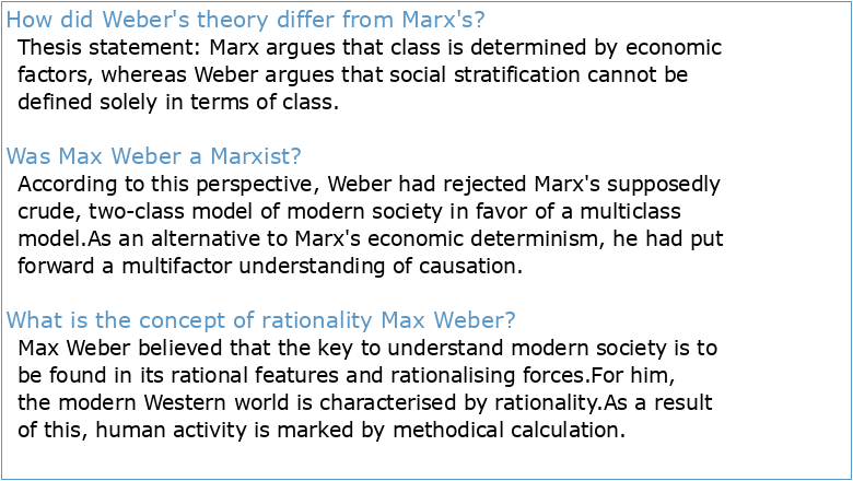 Max Weber Theory of Rationalization and Maxism