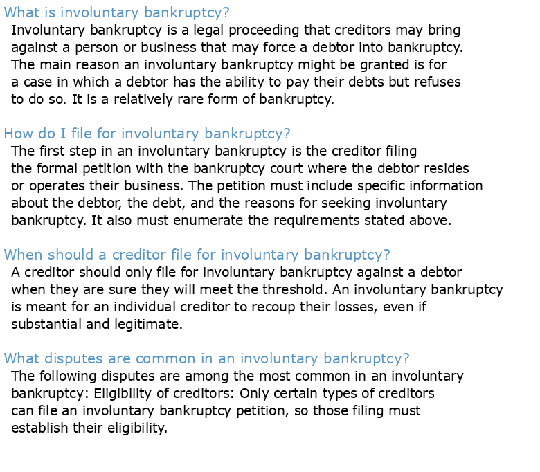 handling involuntary bankruptcies