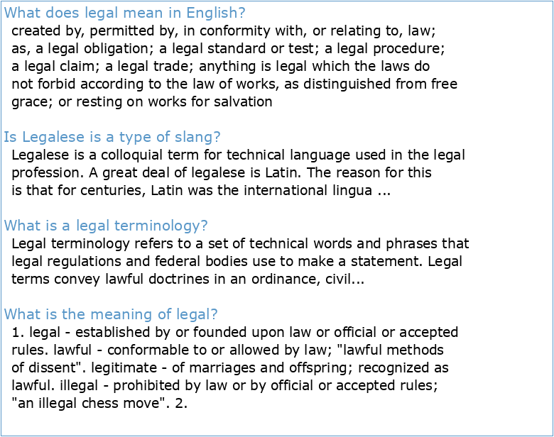 Glossary of Legal Terminology English