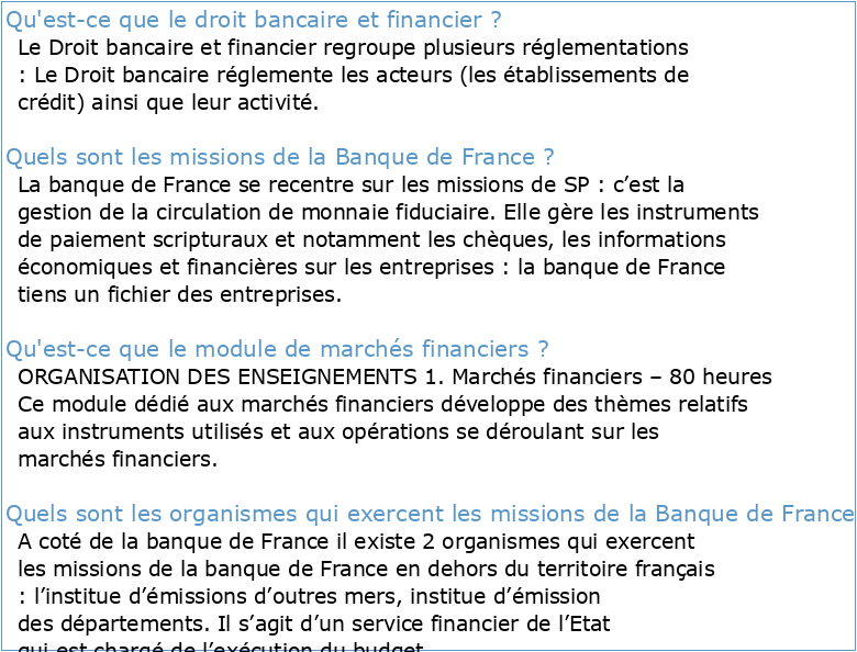 Droit de la banque et des marchés financiers (DBMF) INTRODUCTION