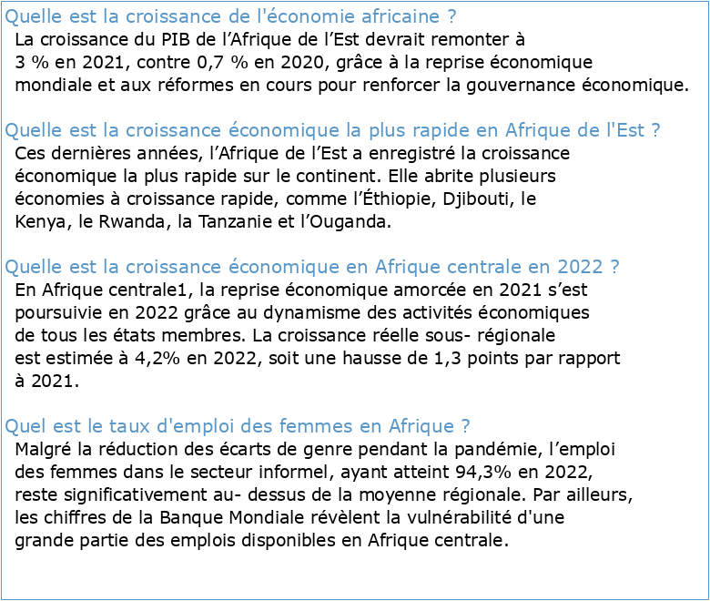 évolution macroéconomique et sociale en afrique de l'est
