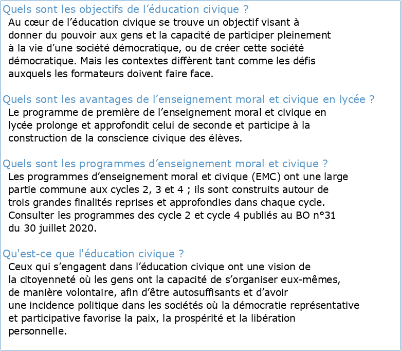 Programme Education Civique